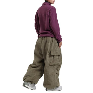 Custom Loose Hip Hop Ski Pants <b>Men</b> Winter Streetwear Baggy Cargo Trousers Breathable Multi Pocket Outdoor Wear - Product Image 3