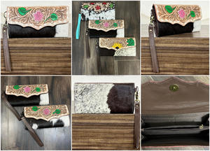 March Expo Pochette-portefeuille élégante et unique en cuir de vachette à poils, travaillée à la main, style western, artisanale, de créateur pour femme - Product Image 3