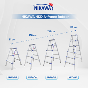 บันไดอลูมิเนียมทรงเอ NIKAWA 6 ขั้น รับน้ำหนักได้ 150 กก. บันไดพับได้ ล็อคแบบแมนนวล ความสูง 6 ฟุต สำหรับครัว โรงเรียน - Product Image 1