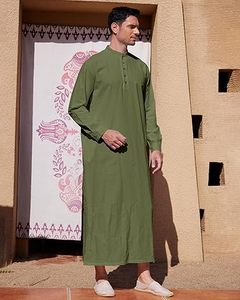 Vente en gros OEM de thobes personnalisés pour hommes, vêtements islamiques en coton, design saoudien long, thobes Jubbah grande taille pour hommes musulmans - Product Image 3