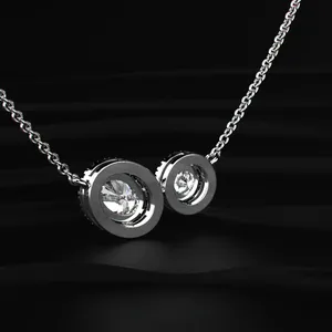 Collier en diamant rond et ovale, best-seller, collier avec petits diamants, pendentif en diamant véritable, collier solitaire en diamant, or blanc. - Product Image 5