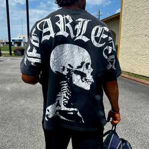 Camiseta de Manga Corta Tie-Dye para Hombre, 100% Algodón, Corte Regular, Cuello Redondo, Estilo Casual, Tejido de Punto, Diseño Estampado Negro - Product Image 3
