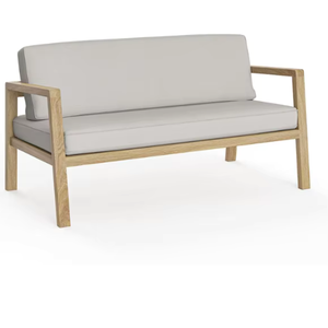 Sofá seccional minimalista de lujo para patio, muebles de exterior e interior de dos asientos, silla de madera, sofá de teca maciza - Product Image 2