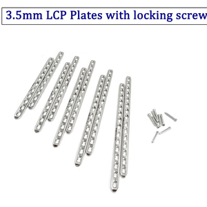 Juego de Placas LCP Veterinarias de 3.5mm, 10 Piezas con 50 Tornillos de Bloqueo, Implante de Acero Inoxidable - Product Image 1