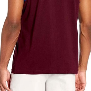 Men's Solid Color Cotton Tank <b>Top</b> O-Neck Casual Sleeveless Knitted <b>Top</b> <b>Maroon</b> - Product Image 2
