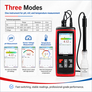 เครื่องวัดค่า pH, อุณหภูมิ และ mV แบบดิจิตอล 3-in-1 ระดับมืออาชีพ |   เครื่องวิเคราะห์คุณภาพน้ำแบบชาร์จไฟผ่าน USB พร้อมเครื่องบันทึกข้อมูลและการเชื่อมต่อซอฟต์แวร์คอมพิวเตอร์ - Product Image 4