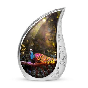Silver Teardrop <b>Urn</b> with Butterfly <b>Garden</b> Design for Adult Cremation Memorial Ashes Keepsake Decorative Container Tear Drop <b>Urn</b> - Product Image 3