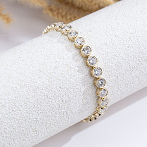 Bezel Set Round Cut Lab Grown Diamond Tennis <b>Bracelet</b> 925 Sterling <b>Silver</b> 10K 14K 18K <b>Solid</b> Gold Fine Jewelry Womens Wristband - Product Image 3