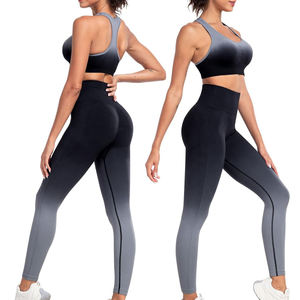 Women's Solid Front 2-Piece Yoga Set Eco-Friendly Breathable Quick Dry Spandex/Nylon Gym Fitness Wear OEM Service Customized - Product Image 4