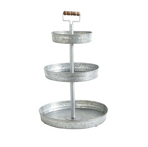 Soporte de tres niveles galvanizado para servir, bandeja metálica para pasteles y postres, decoración estilo rústico, expositor metálico para cupcakes en oferta. - Product Image 4