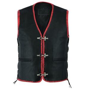 Side Lace Triple Breasted <b>Biker</b> Sports <b>Waistcoat</b> Geometric Design Genuine Leather Breathable Eco-Friendly Plus Size - Product Image 4