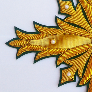 Handcrafted Ecclesiastical Embroidery Byzantine Clergy Cross Badge Luxury Liturgical Apparel <b>Applique</b> Sew On Patch with Pearls - Product Image 4