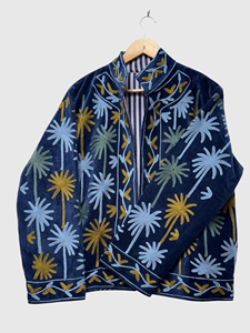 Chaqueta de Terciopelo Bordada con Cuello Mandarín, Manga Larga, Estampado Floral, Bordado a Mano, Cierre de Cremallera, Tallas Grandes para Mujer, Ropa de Primavera - Product Image 4