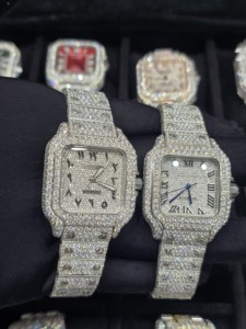 Reloj de Lujo para Hombre, Estilo Hip Hop, con Números Romanos, Edición Limitada, Plateado, Cuadrado, Automático, Mecánico, con Incrustaciones de Moissanita - Product Image 4