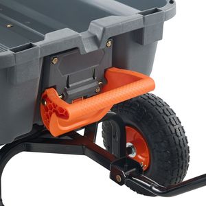 Chariot de jardin en polyéthylène durable avec poignée double fonction, montage simple, structure en acier, chariot à benne basculante polyvalent - Product Image 2