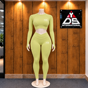 Women Fitted Activewear Style Yoga Set Full Length <b>Leggings</b> Activewear High Waist Seamless 2 Piece Set Training - Product Image 1