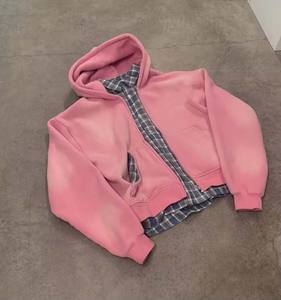 เสื้อฮู้ดดี้สไตล์วินเทจแบบใหม่สำหรับผู้ชาย ตกแต่งด้วยผ้าปะติดปะต่อ ดีไซน์ทำเก่า ผ้าคอตตอนหนา 100% ปักลาย มีซับใน สตรีทแวร์ ทรงโอเวอร์ไซส์ ซิปหน้า - Product Image 1