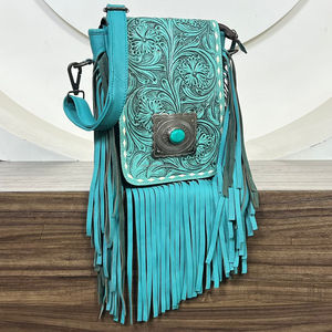 New 2025 Women's Fashion Trend One Shoulder <b>Bag</b> Western Design Hand Tooled Cow Leather Messenger <b>Bags</b> for Daily Use Concho Purse - Product Image 4