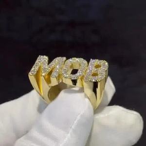 Bague en argent 925 avec initiale en moissanite, personnalisée, style hip-hop, pour homme, rappeur, pour la fête des mères, style glacé - Product Image 6