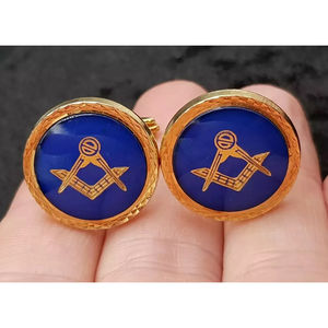 2026 Brand New High Quality Custom Made Freemason <b>Masonic</b> Regalia Blue Gold <b>Cufflinks</b> for Engagement Gift Master Mason - Product Image 1