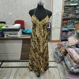 Vestido maxi bohemio para mujer, cuello en V, tirantes finos, línea A, cintura imperio, informal, estampado, para verano - Product Image 3