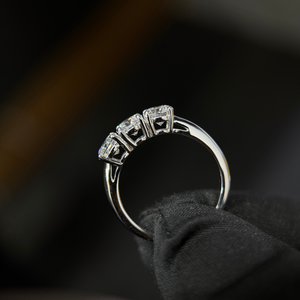 Lab Grown Round Diamond Three <b>Stone</b> Ring 0.50 Ct Each 3 Stones 14K Gold IGI Certified Engagement Wedding Jewelry - Product Image 5