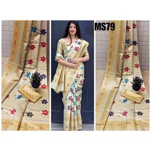 DESIGNER <b>SATIN</b> DIGITAL PRINTED SARFEE WITH UNSTICTHED <b>BLOUSE</b> - Product Image 1