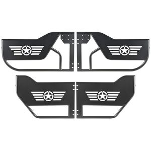 Porte Tubolari per Jeep, Set 4 Porte per Jeep Wrangler JL JLU Gladiator JT 4XE 2018-2026, Porte Tubolari Anteriori e Posteriori in Acciaio - Product Image 1