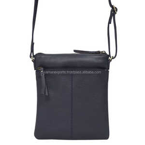 Bolso cruzado de cuero genuino de grano de guijarro negro de calidad superior Estilo vintage Proveedor indio superior Saman Exports - Product Image 6