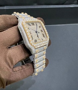 Reloj Mecánico de Lujo Unisex de Alta Calidad con Esfera Cuadrada de 42 mm, Dos Tonos en Oro Amarillo, Acero Inoxidable, Moissanita VVS, GPS y Alarma - Product Image 3