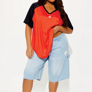 Jersey de Fútbol Americano de Manga Corta con Cuello en V y Manga Raglán Extra Grande para Mujer, de Alta Calidad, con Logotipo Personalizado, OEM - Product Image 6