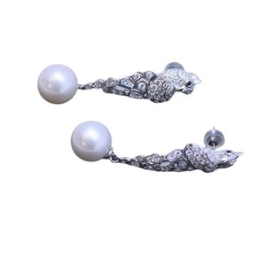 Zhuji Danshui 10-11mm White Round Fine <b>Pearl</b> <b>Earrings</b> S925 Silver Petal Dangle Bright Light Elegant Design - Product Image 5