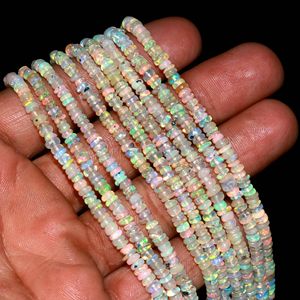 AAA Natural Ethiopian <b>Opal</b> Smooth Rondelle Beads 3mm 4.5mm Welo Fire <b>Opal</b> Beads 16 Inch Strand for Jewelry Making Wholesale Rate - Product Image 1