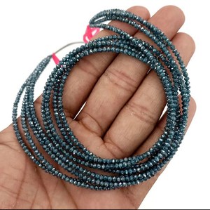 Perles Rondelles Facettées en Diamant Bleu Naturel 1,5-2,2 mm, Perles de Pierres Précieuses en Vrac pour la Fabrication de Bijoux en Gros - Product Image 4