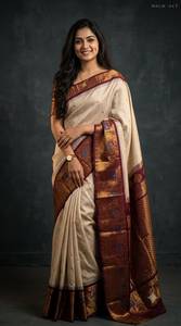 <b>Red</b> Hand Drawn Silk <b>Saree</b> Women Traditional Indian Pakistani Wedding Floor-Length Ethnic Sari Regular Fit All Seasons - Product Image 5