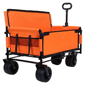 Carrito Plegable Convertible 3 en 1, Resistente, Capacidad de Carga de 500 lb, Carretilla Todoterreno de 180 L con Asiento y Almacenamiento para Acampar - Product Image 6