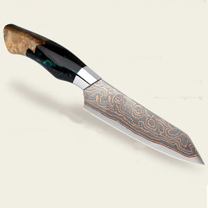 Cuchillo de chef Santoku de cobre damasco de diseño con patrón decorativo y mango ergonómico para cocinas modernas - Product Image 5