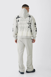 Ensemble de survêtement polaire hiver hip-hop écoresponsable imprimé animal homme femme 2 pièces avec sweat à capuche à cordon et pantalon de jogging 100% coton coupe ample - Product Image 3