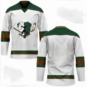 Jersey de Hockey sobre Hielo Verde del Fabricante, Tejido de Malla de Secado Rápido, Cuello en V, Mangas Largas, Unisex para Adultos, Nombre del Equipo/Números/Nombre del Jugador - Product Image 1