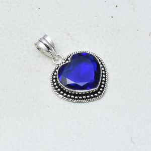 Colgante de Topacio Azul en Forma de Corazón, Plata de Ley 925, Gema de Topacio Azul, Regalo de Joyería para Aniversario, Cumpleaños, Boda, para Ella - Product Image 2