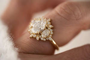 IGI/GIA Lab Grown Vintage 14k or blanc mariage/bague de fiançailles diamant taille ovale unisexe parfait anniversaire et cadeau de fête - Product Image 4