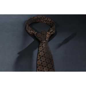 Corbata geométrica negra y marrón elegante - Product Image 3