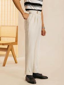Pantalon de Costume Homme Style Italien Nouveau Uni Taille Haute Qualité Supérieure Coupe Slim Formel Décontracté Business 100% Fermeture Éclair - Product Image 4