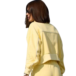 Womens Winter Solid Cropped Full Zip Tracksuit Set Stand Collar Jacket Wide Leg <b>Trousers</b> Casual Regular Fit Two Piece Sportswear - Product Image 4