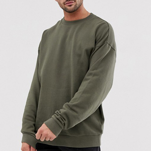 เสื้อสเวตเชิ้ตคอกลมสีเขียวมะกอกสำหรับผู้ชาย ทรงปกติ ผ้าถักเนื้อคอตตอน สวมใส่สบายๆ สำหรับฤดูใบไม้ร่วง - Product Image 4