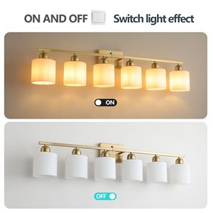 Lampada da Bagno Moderna a 6 Luci, Oro Spazzolato, 38 Pollici, Illuminazione per Bagno in Oro - Product Image 6