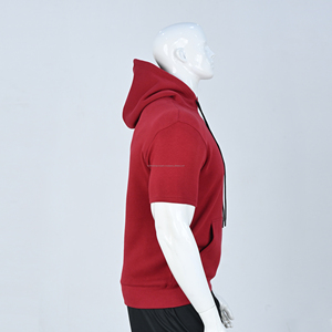Kent Trading Company Men's Cotton Fleece Hoodie Half Sleeve Pullover Hooded Solid Color Autumn Casual Wear - Product Image 4