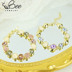 Pulsera de Cristal Colorida de Moda, Chapada en Oro de 14k, Cristal de Colores Hecho a Mano, Pulsera de Cadena Personalizada para Mujer - Product Image 3