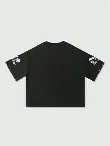 เสื้อยืดโอเวอร์ไซส์ผ้าเทอร์รี่คอตตอน 100% สำหรับฤดูร้อน ขายส่ง เสื้อผ้าสตรีทแวร์ผู้ชาย ล้างสีแบบแอซิด ประดับเพชรเทียม พิมพ์ลายด้วยเทคนิค DTG - Product Image 2