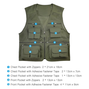 Chaleco de pesca de malla de alta calidad sin mangas, con múltiples bolsillos, de secado rápido, ligero, para pesca en invierno, para hombre. - Product Image 4